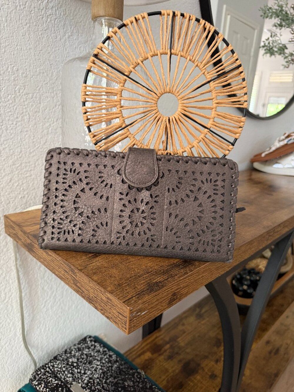 NEW (no tags) Brown boho leather clutch wallet CleoBella